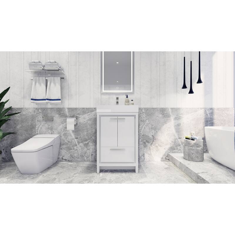 Dove 24'' Freestanding Vanity with Reinforced Acrylic Sink