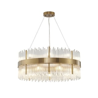 18 Light Gold Stainless Steel Chandelier with Clear Glass Rods - Bed ...
