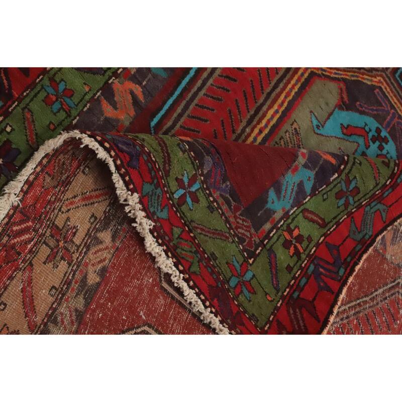 Hand Knotted Oriental 100% Wool Carpet Traditional Tribal Red Meshkin Runner Rug - 11' 5'' X 4' 4''