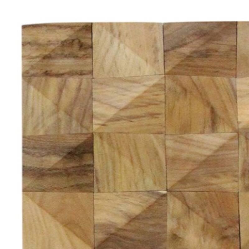 HomeRoots Brown 3D Embossed Diamond Teak Reclaimed Wood Decorative Wall Panels - 47.75' X '11.75' X '0.86