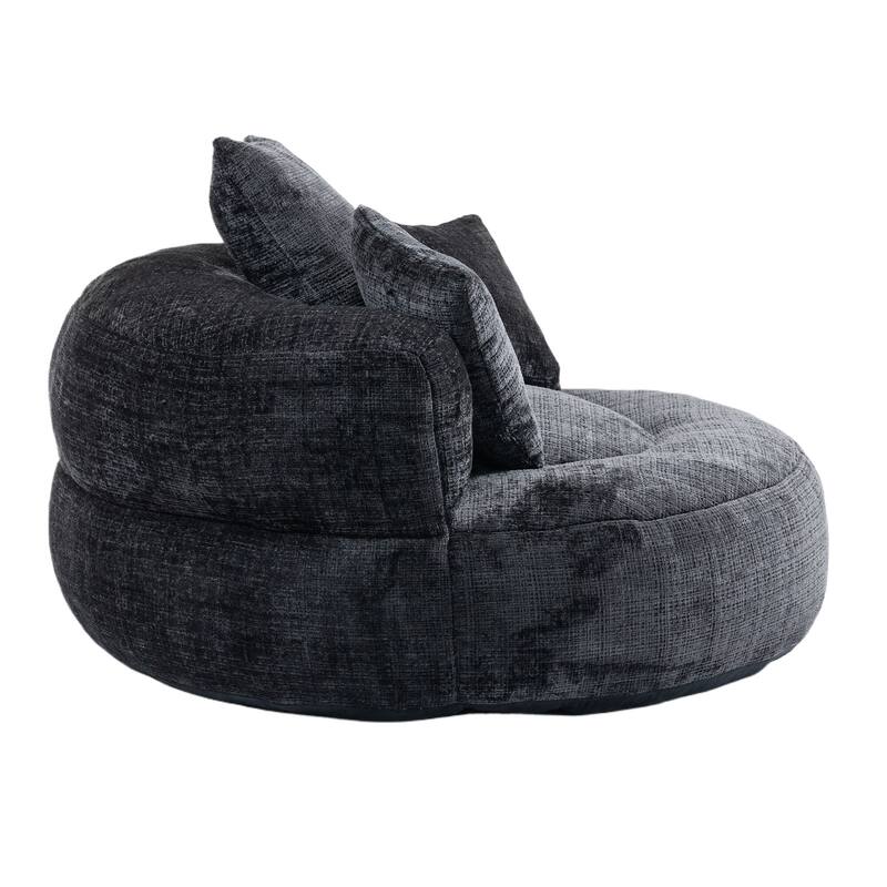 Chenille High Back Lazy Sofa with 3 Pillows and Oversized Bean Bag Chair