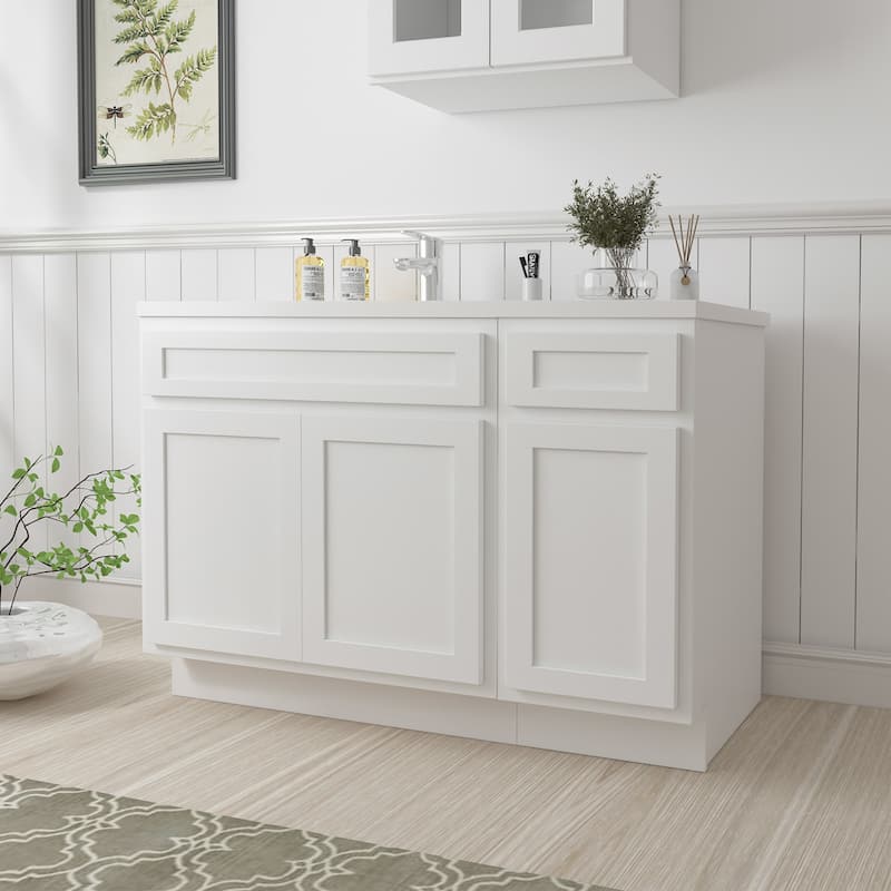 Vanity Art 54" Oak Freestanding Bathroom Vanity Cabinet without Top