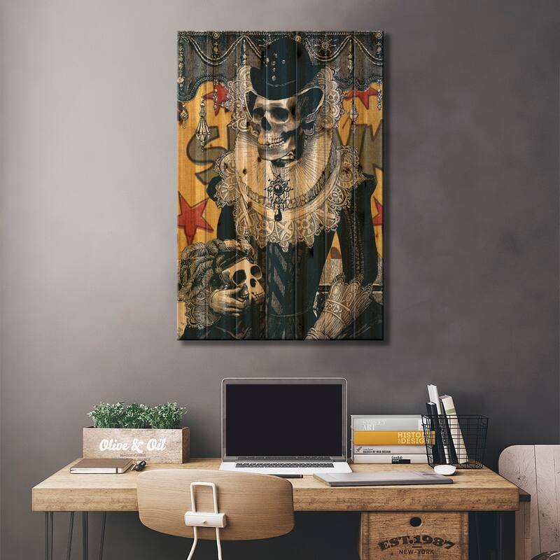 Lady Print On Wood by Ali Gulec - Multi-Color