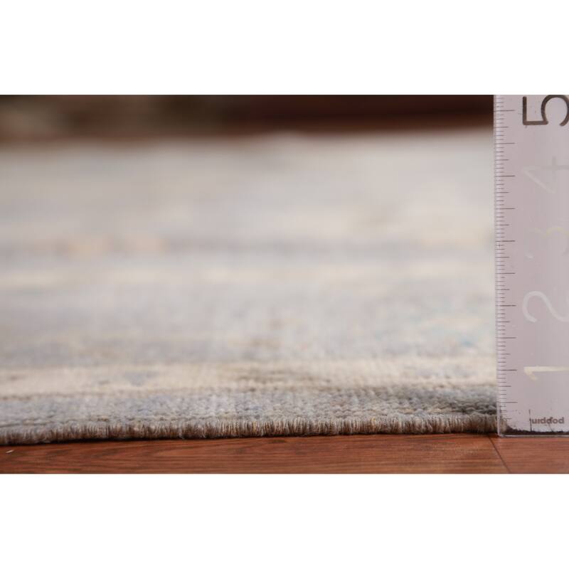 Hand Knotted Oriental 100% Wool Carpet Transitional All-Over Navy Blue & Blues Oushak Area Rug - 12' 2'' X 9' 3''