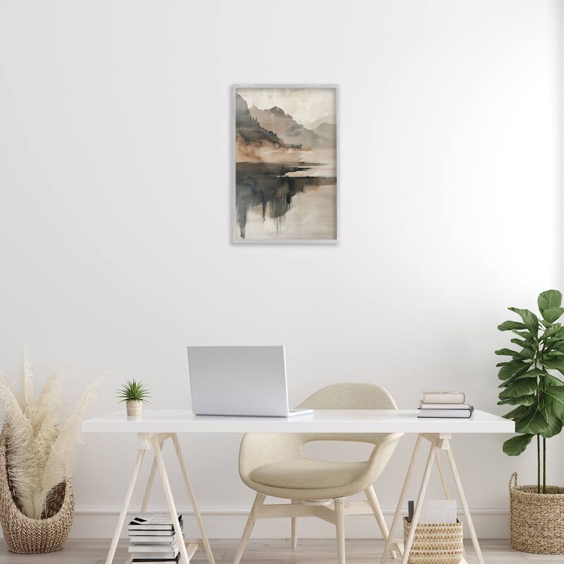 Stupell Layered Opaque Mountain Reflection Framed Giclee Art Design By LSR Creative Studio