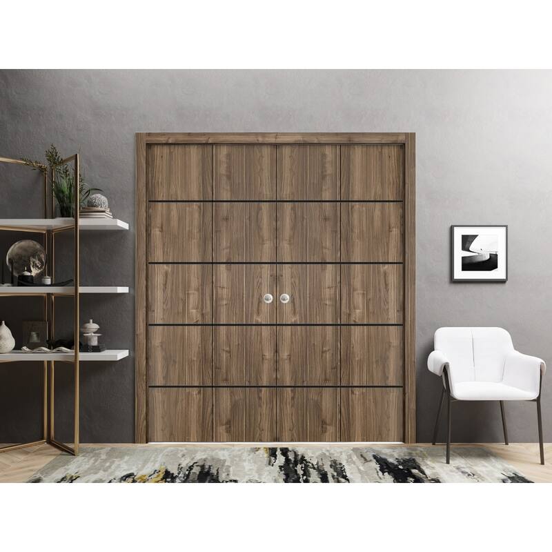Double Bi-fold Doors Planum 0015 Walnut with Sturdy Tracks
