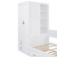preview thumbnail 13 of 13, White Twin Size Platform Beds Bunk Bed with Trundle, Wardrobe and Desk