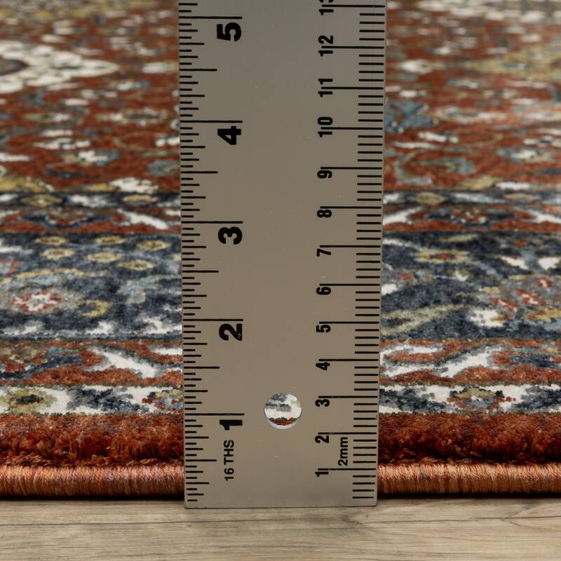 Style Haven Victoria Panel Medallions Red/ Navy Area Rug