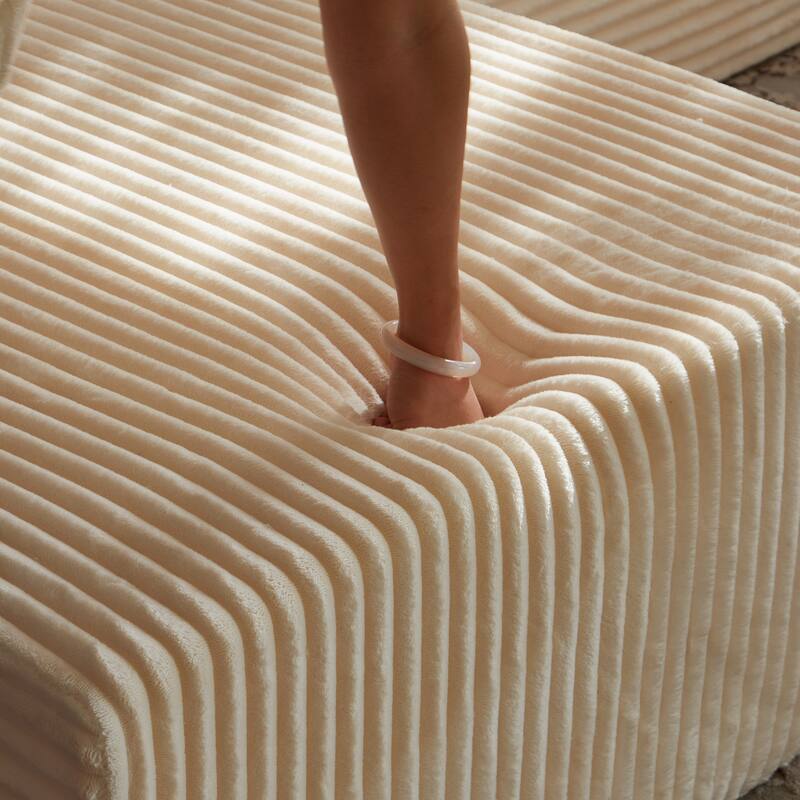 Corduroy Modular Sectional Sofa with Ottoman, U Shaped Upholstered Couch