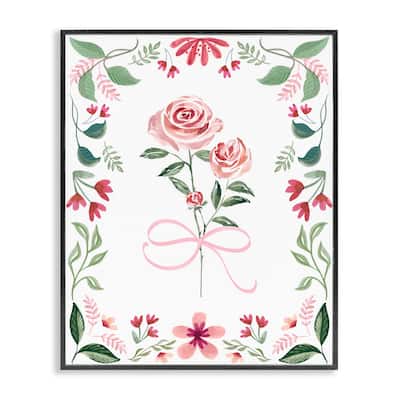 Stupell Delicate Roses Floral Border Framed Giclee Art Design By Kristen Brockmon