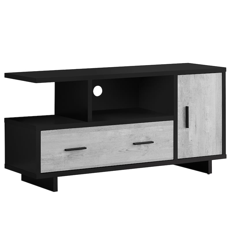 HomeRoots 47" Black and Gray Open Shelving TV Stand - n/a