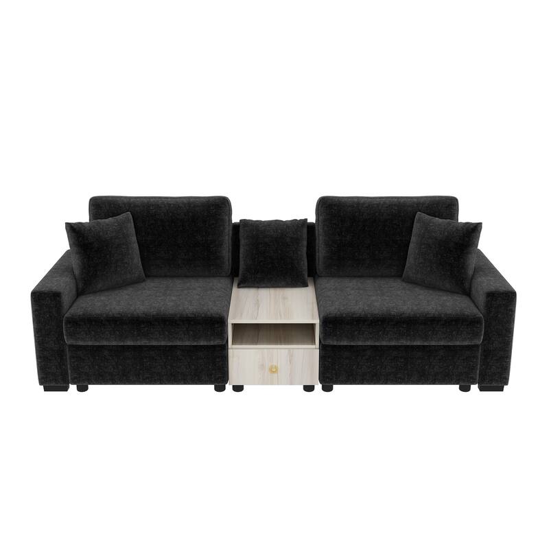 Roomfitters Modern Modular Sofa Couch with Storage Armrest and Center Console, 95 Inch