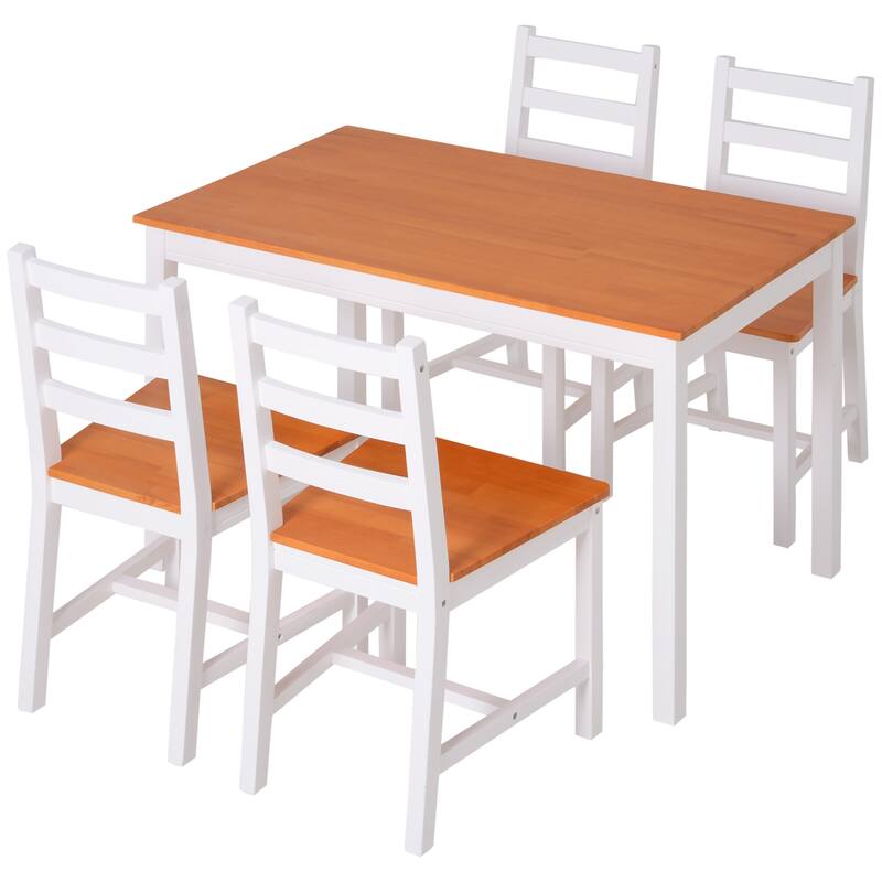 Kitchen Dining Chair Set Breakfast Corner Table and Chair Set 5 Piece with 4 Chair Solid Wood Leg for Coffee Shops Bars Kitchen
