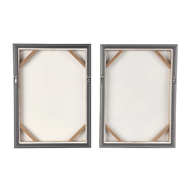 Wooden Geometric Mixed Media Living Room Wall Decor with Overlapping Shapes and Black Frames - Set of 2 Blue - Roche River Decor