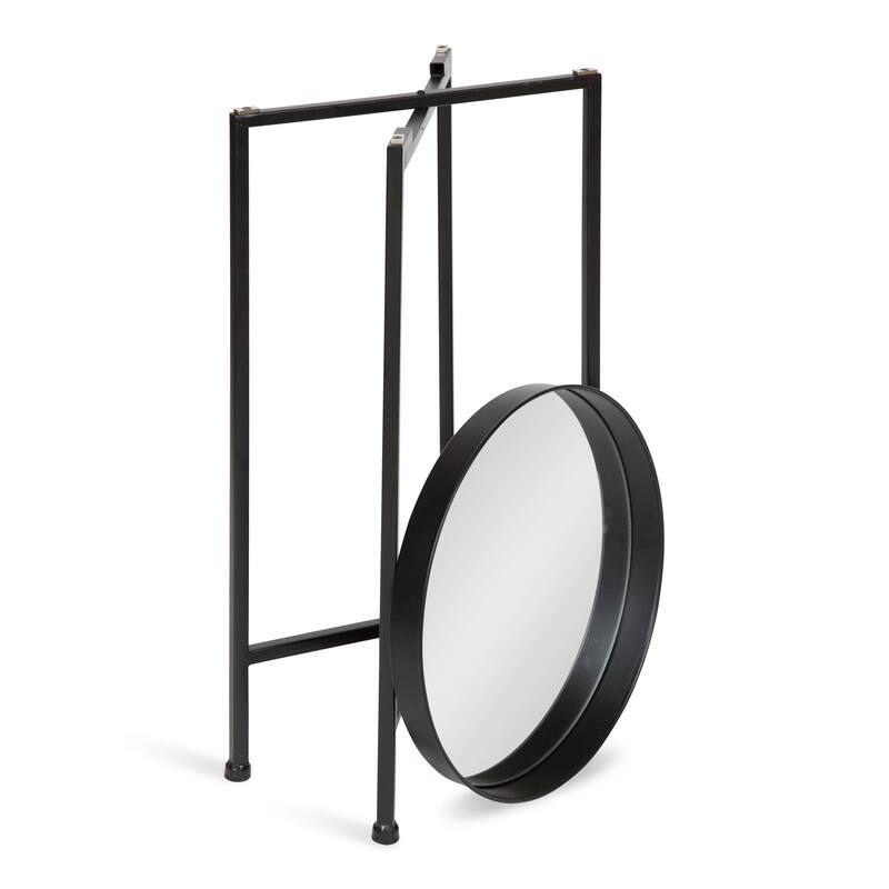 Kate and Laurel Celia Round Metal Tray/ Foldable Accent Table - 14x14x25.75