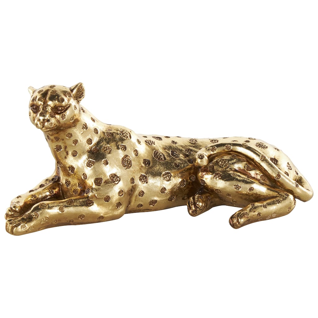 Resin Leopard Laying or Walking Decorative Sculpture with Textured Spots - Gold - Roche River Decor