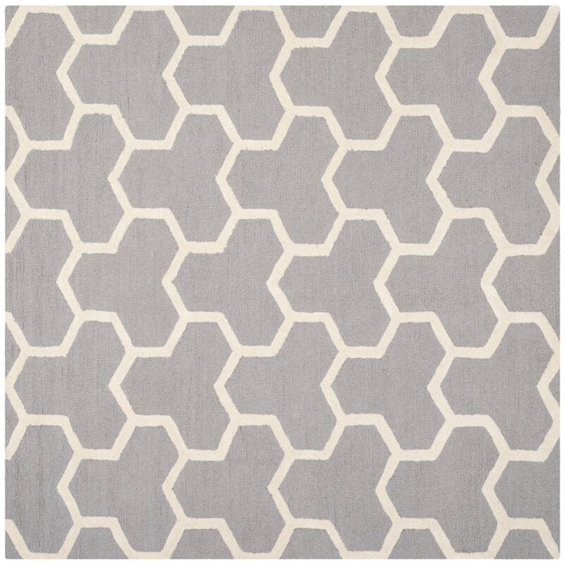 SAFAVIEH Handmade Cambridge Nevila Modern Moroccan Wool Rug - 6' Square - Silver/Ivory