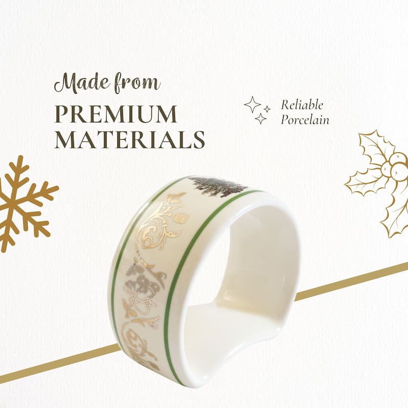 Spode Christmas Tree Gold Collection Set of 4 Napkin Rings - 2.75 Inch