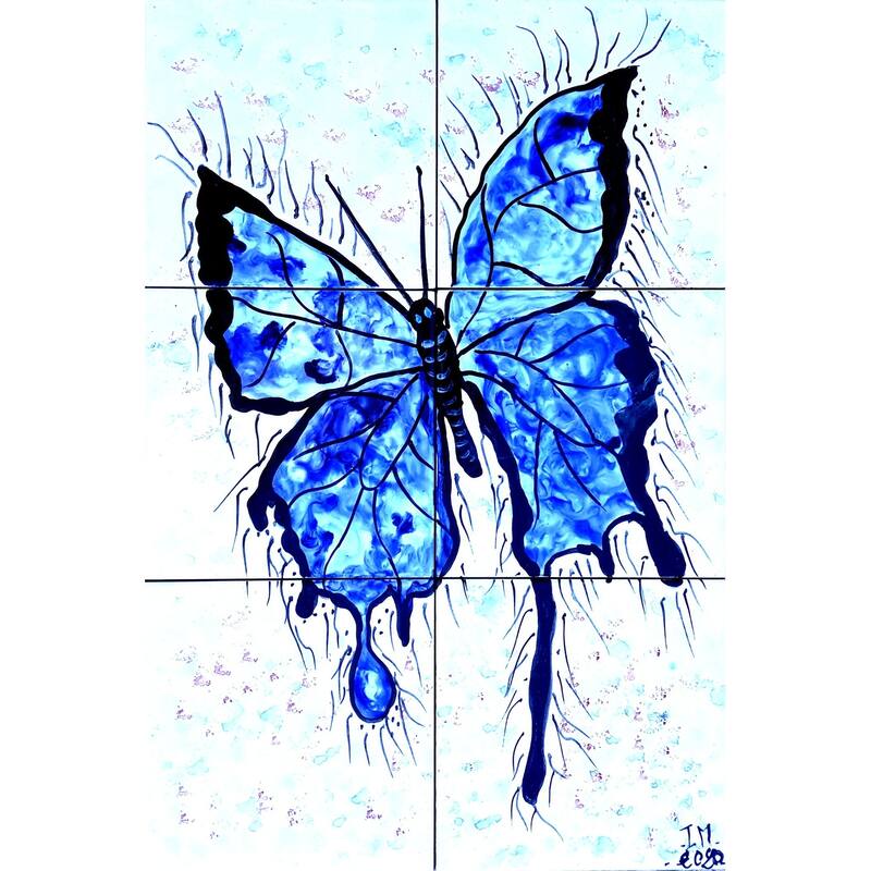 12x18 Butterfly Design Mosaic Backsplash 6pcs Ceramic Tiles Wall Mural