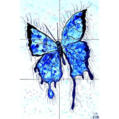 12x18 Butterfly Design Mosaic Backsplash 6pcs Ceramic Tiles Wall Mural