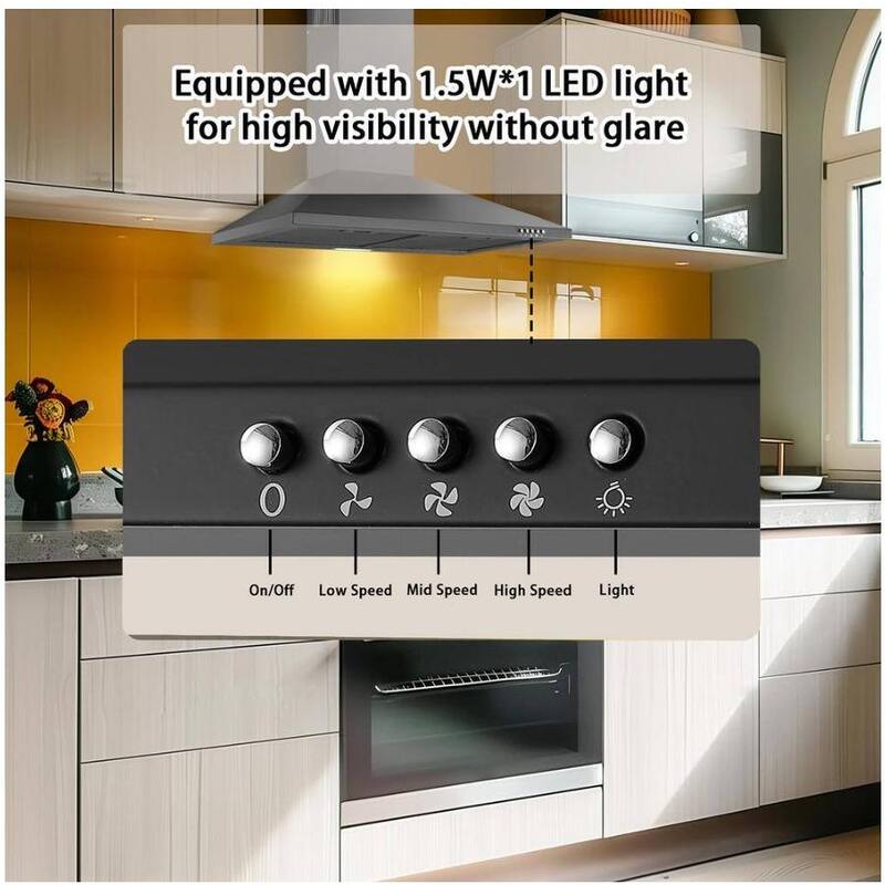 30'' Stainless Steel Range Hood with LED Lights and Removable Aluminum Filters