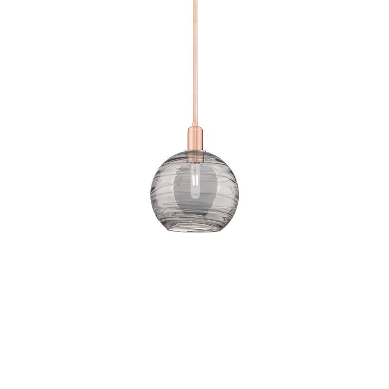 Innovations Lighting 716-1S-13-10 Athens Deco Swirl Pendant Athens - Antique Copper / Light Smoke Deco Swirl