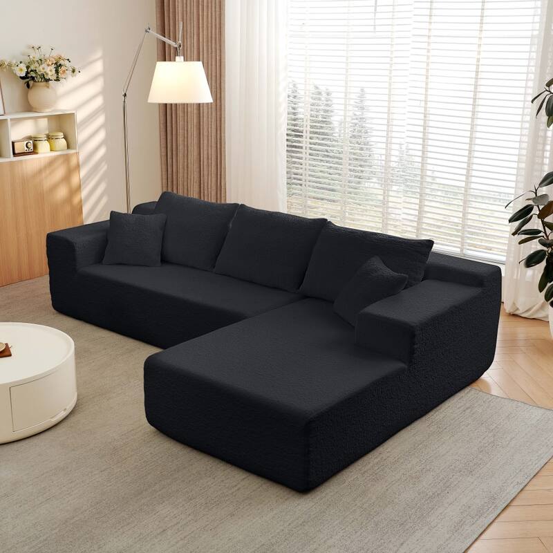 103.54" Modular Chenille Cloud Sectional Sofa with Throw Pillows