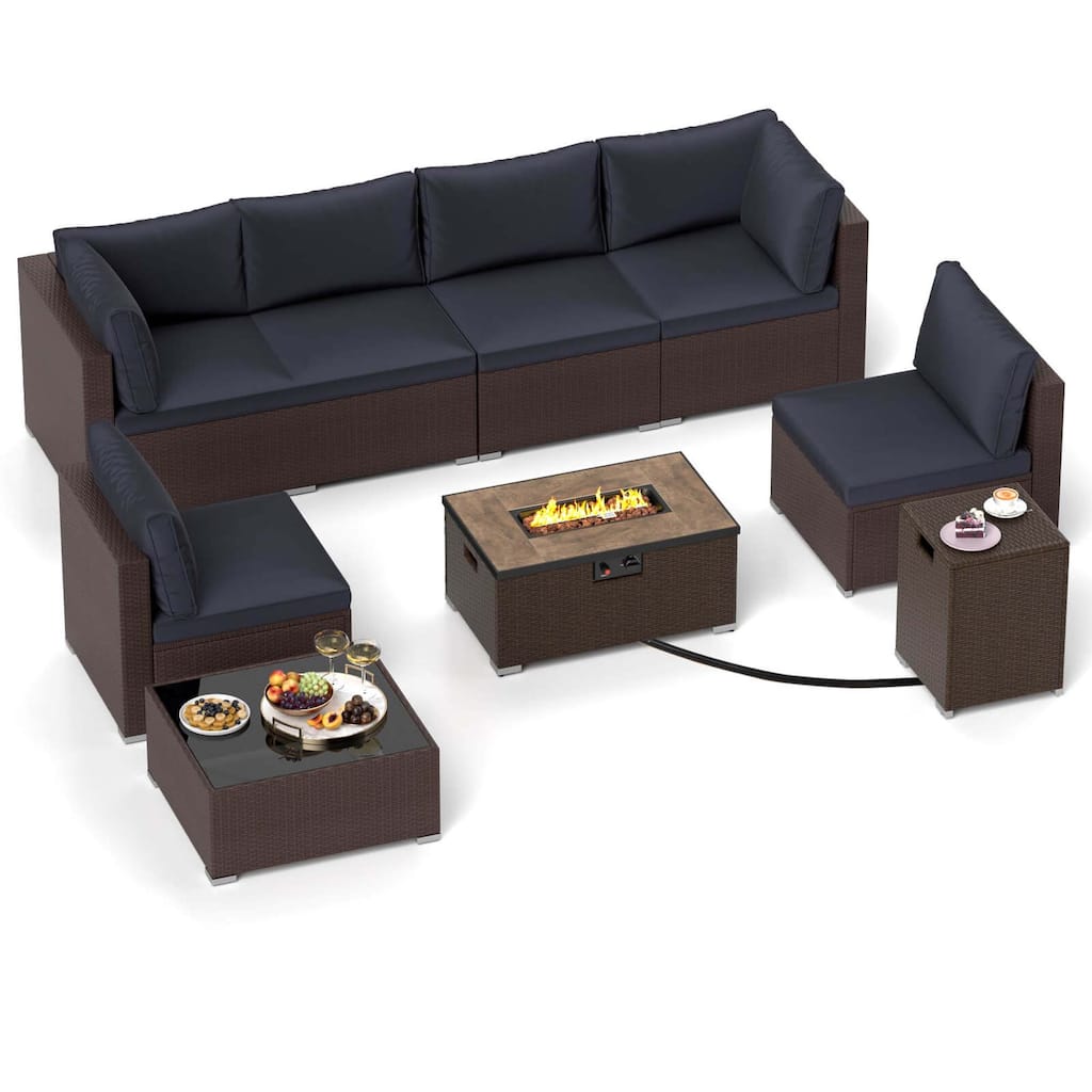 Patiojoy 12 PCS Outdoor Furniture Set with 32" Fire Pit Table and - See Details