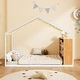 preview thumbnail 3 of 23, Twin Size Metal Wood House Bed Frame with Shelves and Lights for Kids