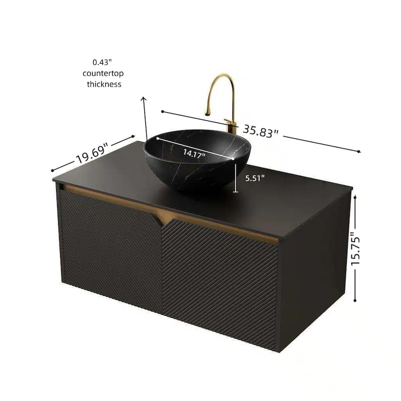 Wall-mounted Bathroom Vanity with Bowl Vessel Basin
