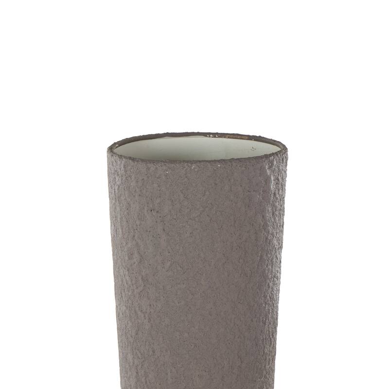 Dark Gray Metal Art Deco Fluted Decorative Vase