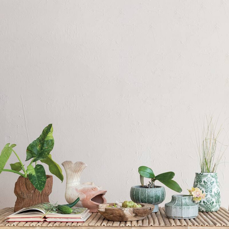 Embossed Terra-cotta Footed Vase Planter with Dot Pattern - 10.6"L x 10.6"W x 7.3"H