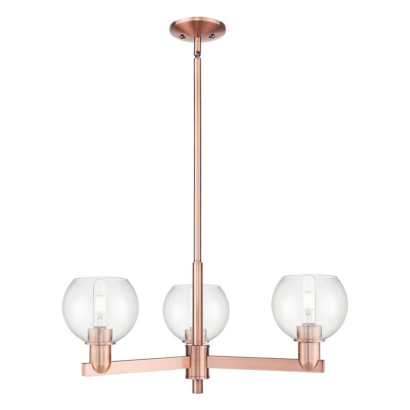 Innovations Lighting Endless Possibilities Arcadia - Athens - 3 Light 28" Stem Hung Chandelier - Clear/Antique Copper