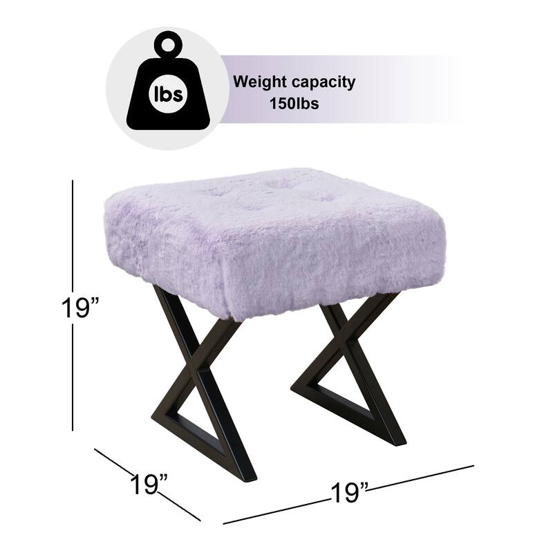 FauxFur Ottoman Vanity Stool 19"X19"X19".