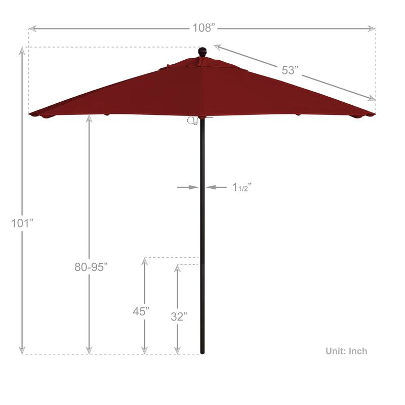 California Umbrella 9' Rd. Aluminum Frame, Fiberglass Rib Market Umbrella, Push Open, Bronze Finish, Pacifica Fabric