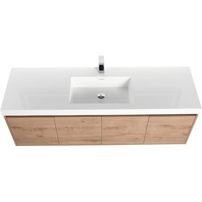 Blossom 60" Wall Mount Vanity with Single Acrylic Sink, Modern Design
