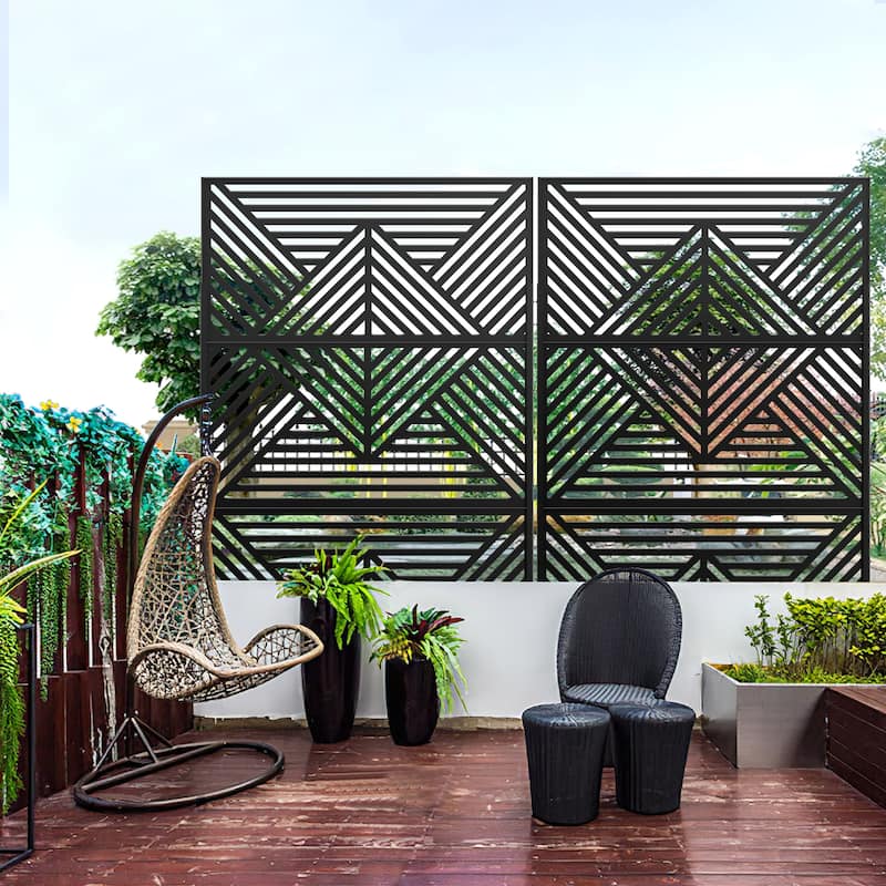 Metal Privacy Screen Wall Decoration Free Standing-6.3 ft. H X 4 ft. W