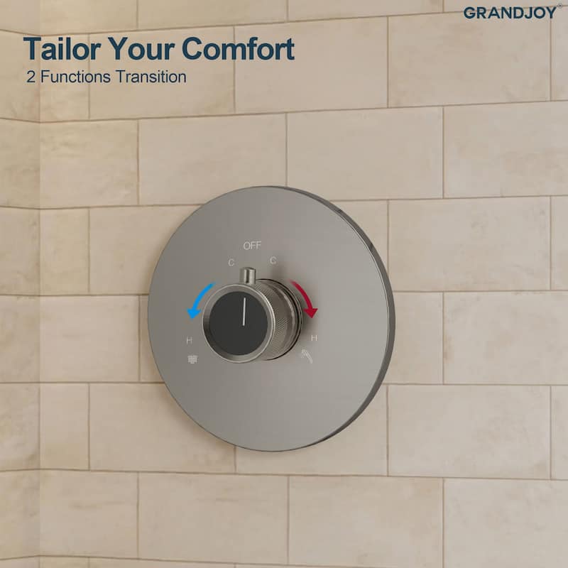 GRANDJOY Wall Mounted 5-Spray Shower System including Handheld Sprayer
