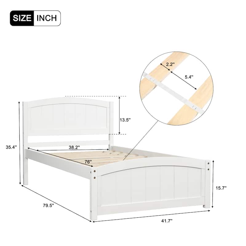 Wood Platform Bed with Headboard, Footboard