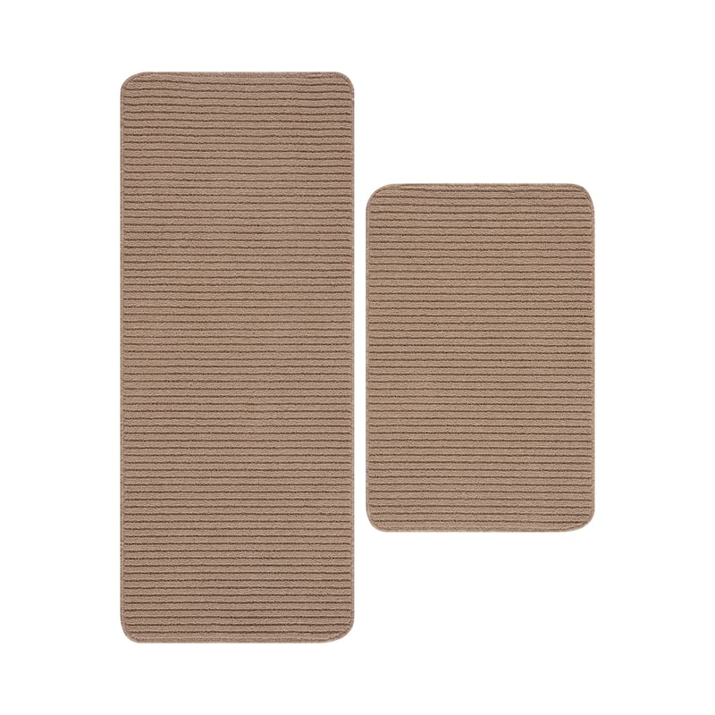 Beverly Rug Non Slip Washable Kitchen Rugs and Mats 2 Piece Set, 48"x20" + 30"x20"