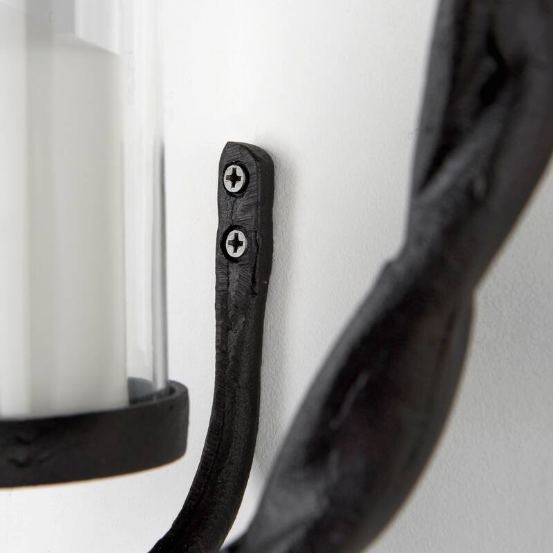 Rizwan Black Aluminum Braided Candle Holder - 12.0L x 14.0W x 4.5H