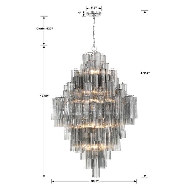 Addis 20 Light Polished Chrome Chandelier - 30.5"W x 49.5"H x 30.5"D