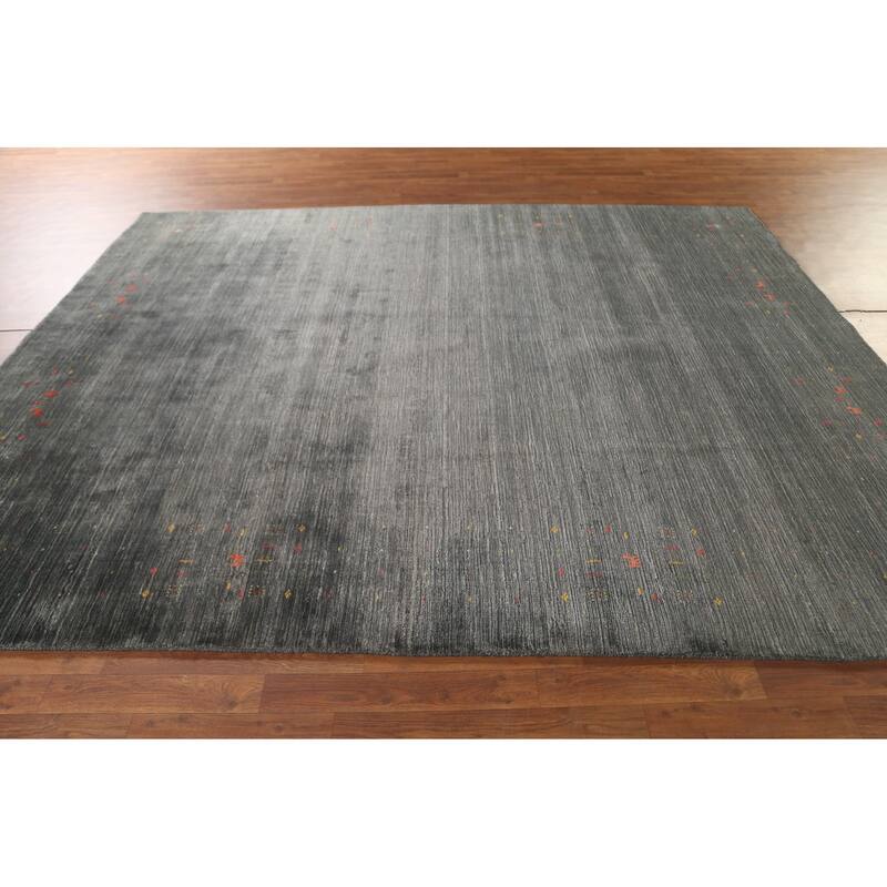 Gray & Green Gabbeh Oriental Area Rug Handmade Wool Carpet - 7'9"x 9'9"