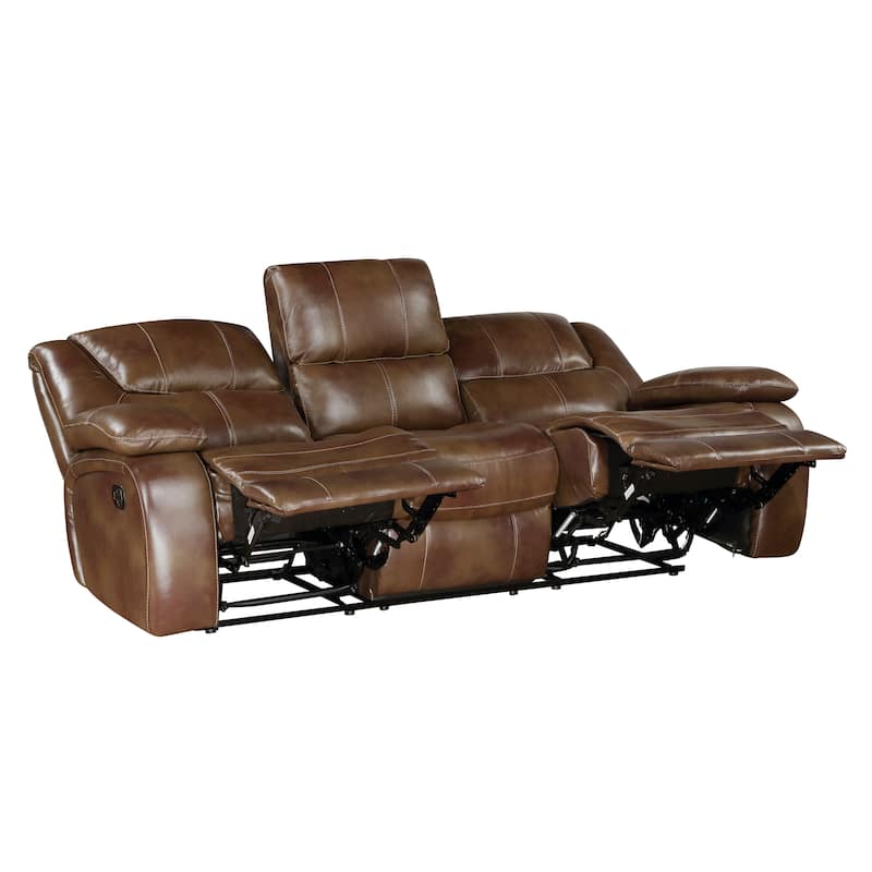 Fremont & Park Baron 86.5" Leather Manual Double Reclining Sofa, Wall Hugger Design