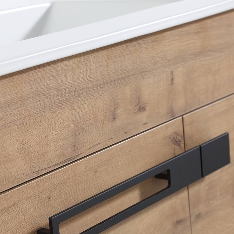 24 Inch/30 Inch /36 Inch Bathroom Vanity W/Sink Freestanding/Wall Mounted Vanity Ceramic Sink Set With Adjustable Shelf