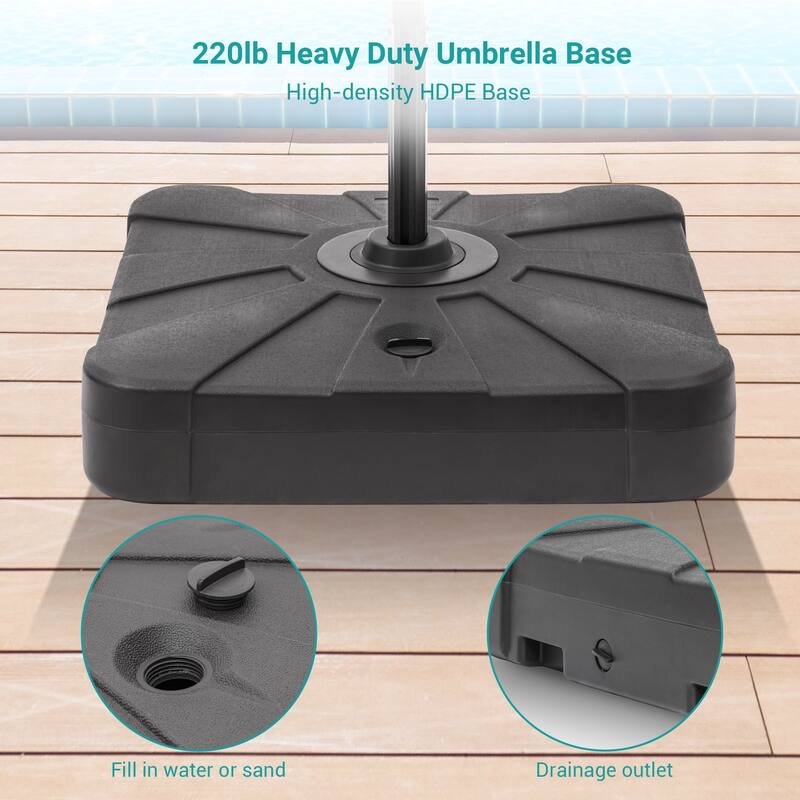 11FT Solar LED Patio Cantilever Umbrella With Resin Base by Bonosuki