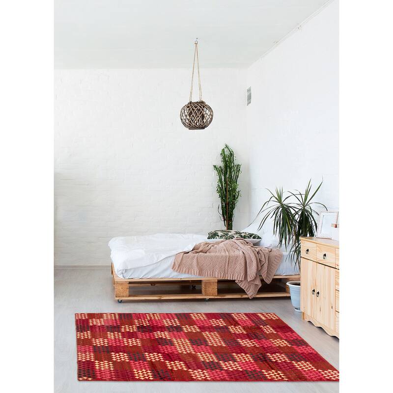 ECARPETGALLERY Hand-knotted Akhjah Red Wool Rug - 6'10 x 9'11