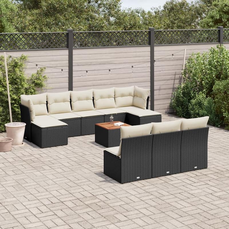vidaXL Garden Sofa Set Black PE rattan Large Modular Garden Sofa Set - 24.4 x 24.4 x 27.2
