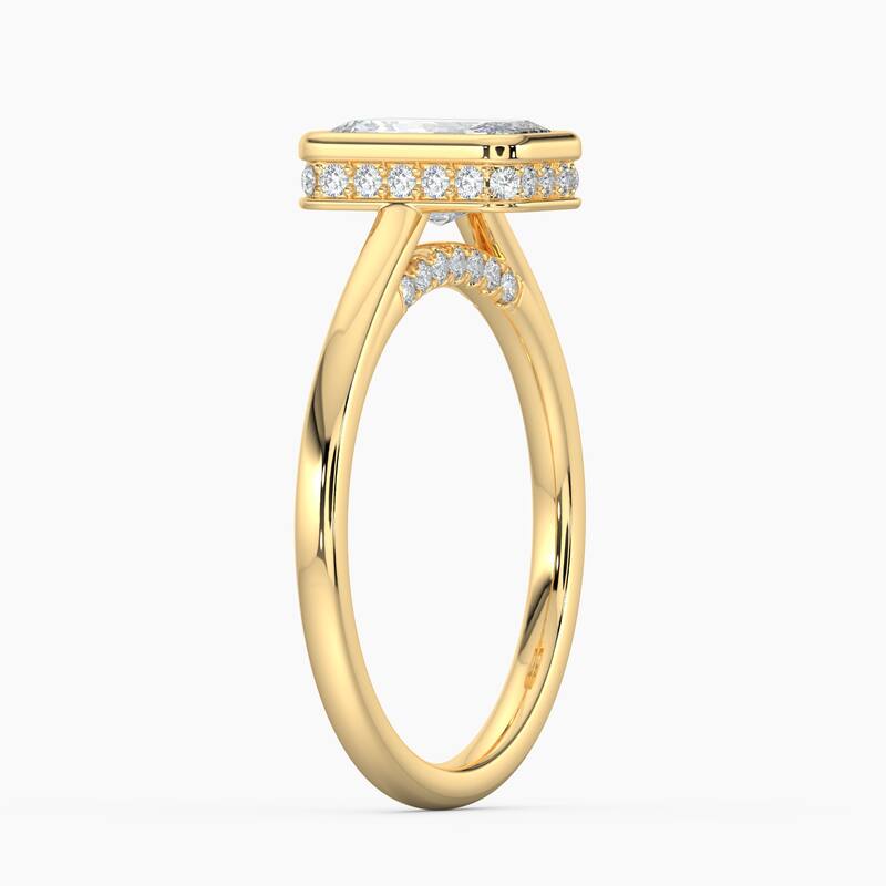 Auriya 14k Gold Lab Grown Radiant Diamond Bezel Unique Hidden Halo Engagement Ring 1.00 to 5.00 ct. tw. (F-G, VS)