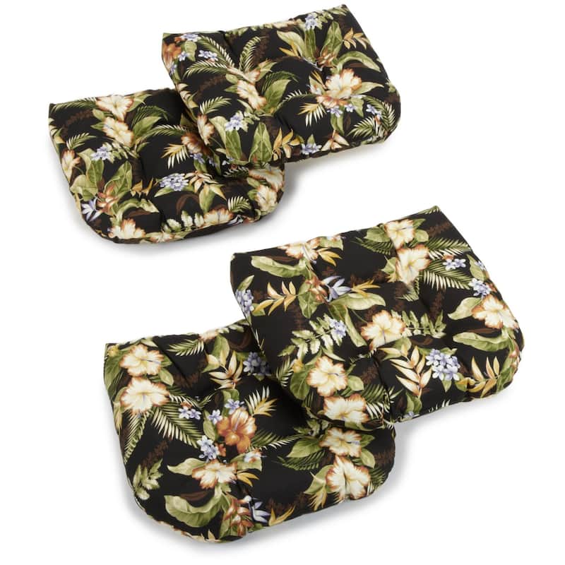 19-inch Rounded Back Indoor/Outdoor Chair Cushions (Set of 4) - Freeport Ebony